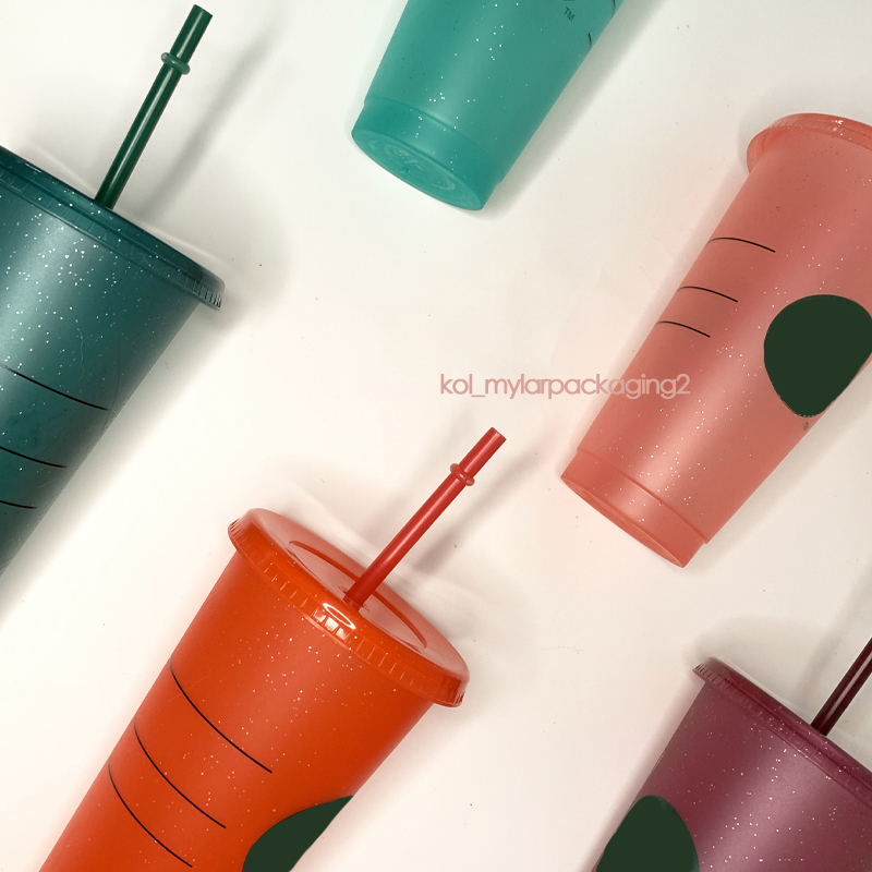 

Grande Insulated Travel Tumbler 16 OZ flat coffee drinking cup with straw and lid Frosted Venti Reusable Cold Cups, Customize