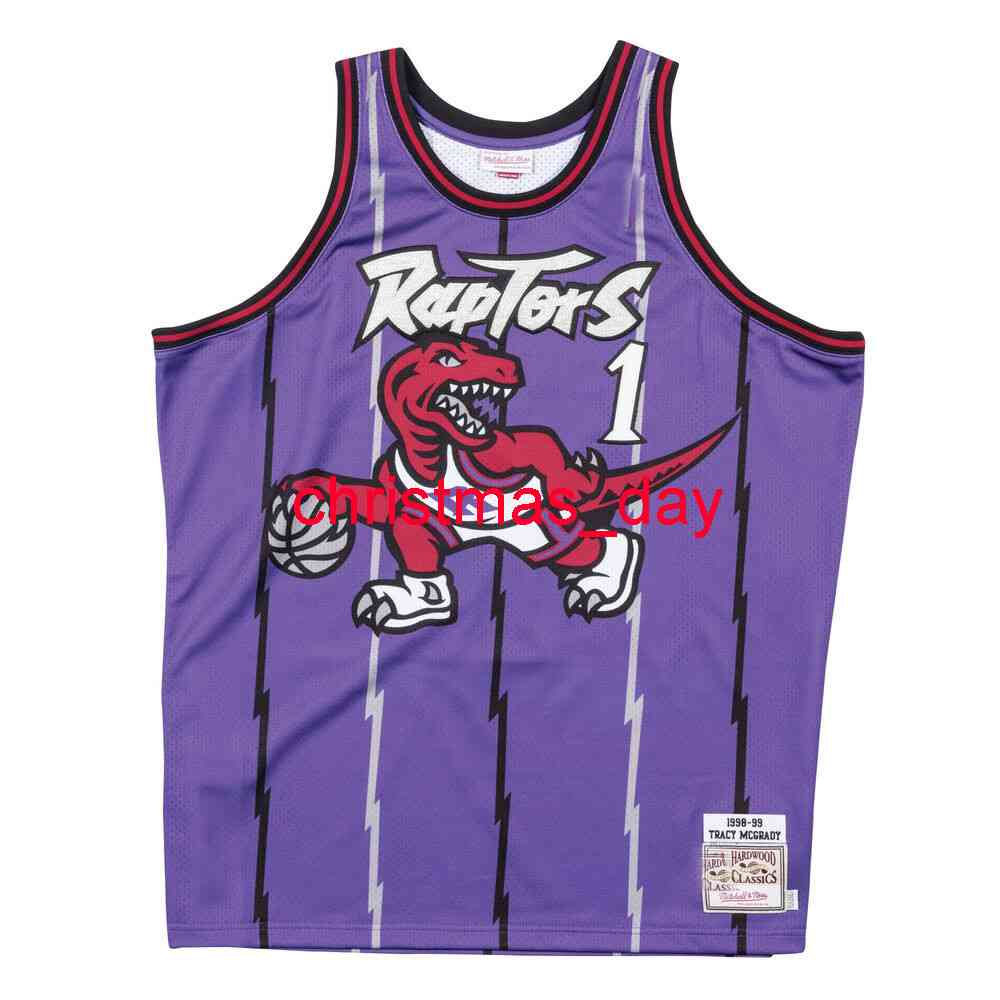 

Mitchell & Ness Swingman Jersey Tracy McGrady 1 Purple Away Men Women Youth basketball jersey Size -6XL Or custom any name number