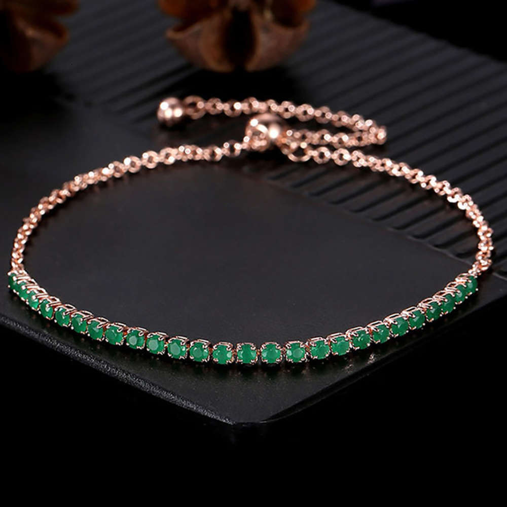 

Hand catenary Fashion simple single row diamond bracelet with adjustable zircon inlay and multicolor options, Black