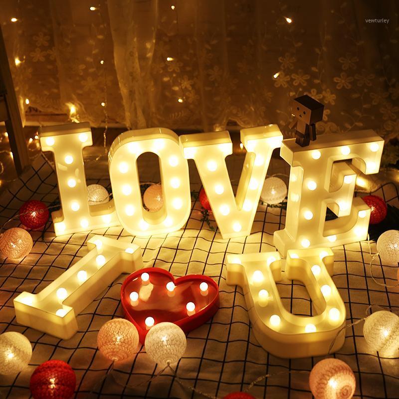 

B-White Plastic Letter LED Night Light Marquee Sign Alphabet Lights Lamp Home Club Outdoor Indoor Valentine's Day Gift Party Decoration