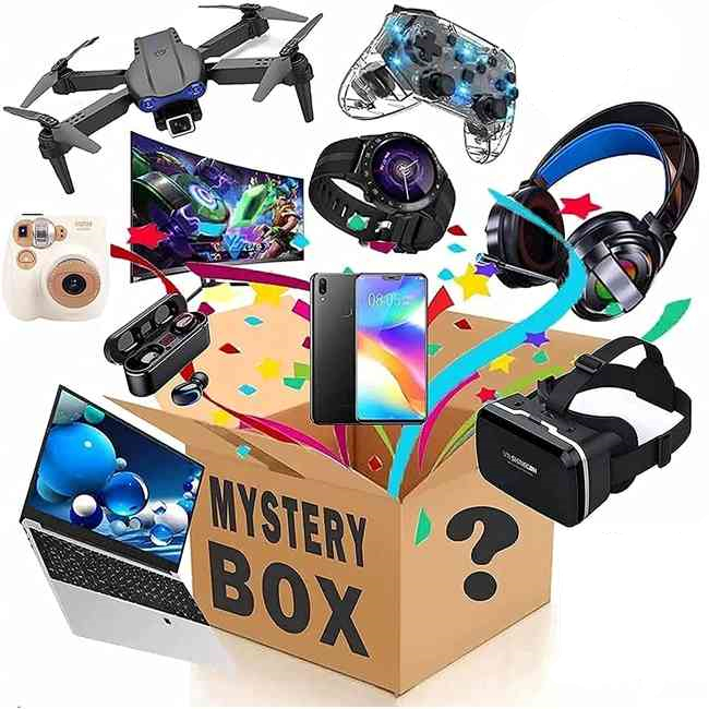 

Lucky Mystery Box Electronics, Boxes Random, Birthday Surprise favors , Lucky for Adults Gift, Such As Drones, Smart Watches,Bluetooth Speaker,earphone,Toy