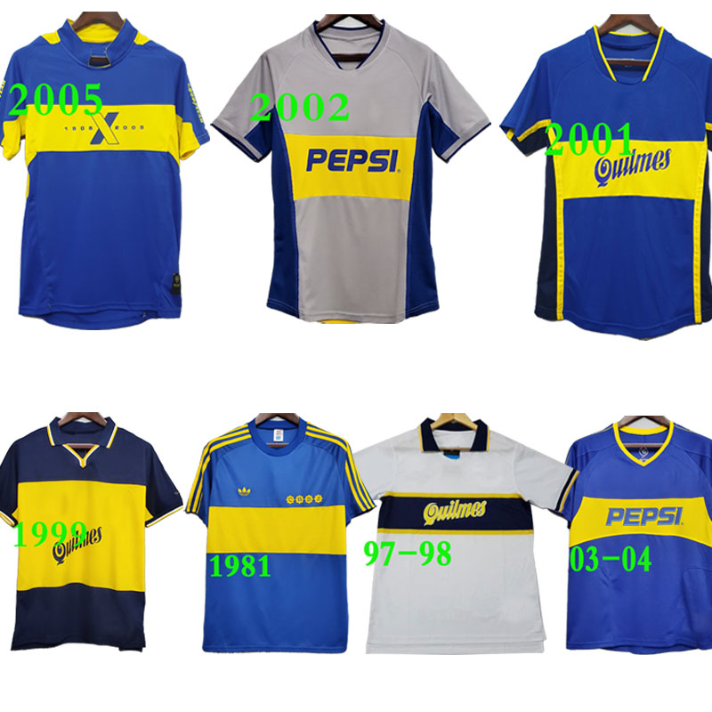 

1981 Boca juniors retro soccer jerseys long sleeve 1997 1998 1999 2000 2001 2002 2003 2004 ROMAN MARADONA Batistuta vintage classic football shirt 97 99, 03-04
