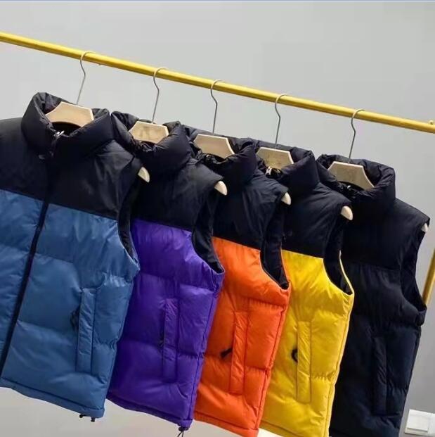 

New Fashion mens Winter vest womens Down jacket Couples Parka Outdoor Warm Feather Outfit Outwear Multicolor Vests Size M-3XL JK2118, A style orange
