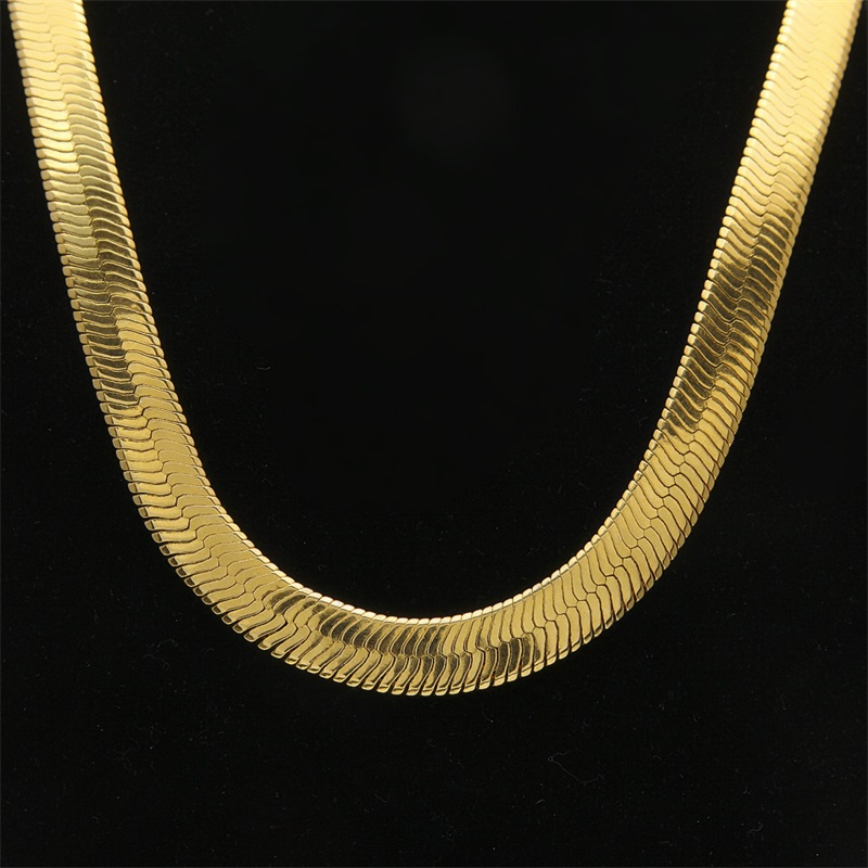 

10MM Wide Snake Bone Chain Yellow Gold Filled Men Statement Herringbone Necklace 60cm 2072 Q22376