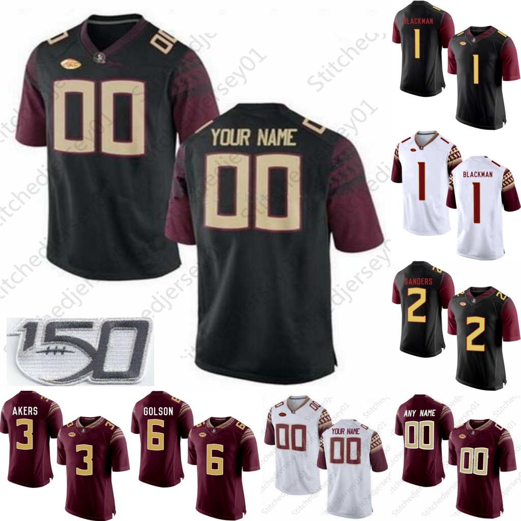 

Custom Florida State Seminoles FSU Football Jersey 13 Brandon Moore Robert Cooper Camren McDonald Amari Gainer Ontaria Wilson, White with 150th patch