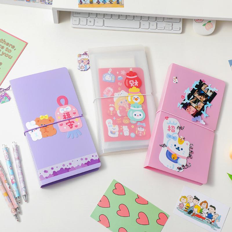 

Card Holders Pure Color Holder A6 Sticker Bill Invoice Storage Student DIY Memo Collection Book 40 Sheets Pocket Stationery, White with sticker