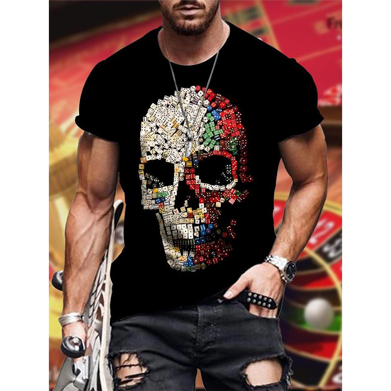 

Men's 3D Printed T-shirt Realistic Graphic Optical Illusion Short Sleeve Party Top Street Punk Goth Crew Neck Summer, White;black