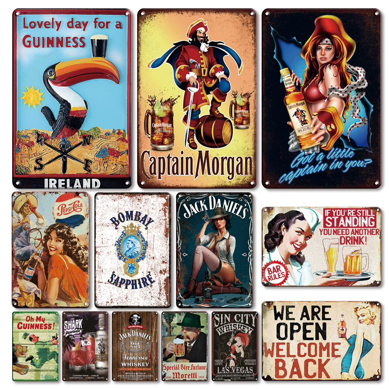 

Guinness Beer Tin Poster Sign Vintage Irish Pub Bar Wall Decorative Metal Plate Retro Sexy Pin Up Girl Tin Signs Beer Plaques