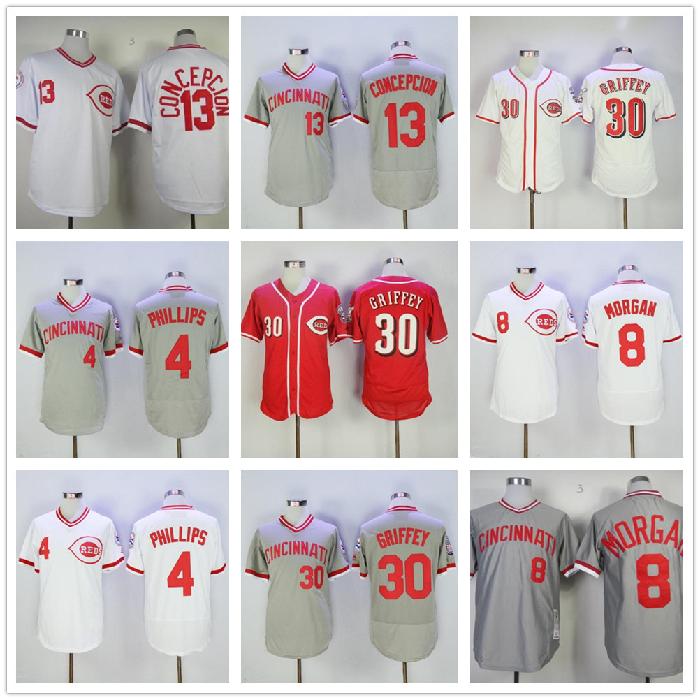 

Cincinnati Men Women Youth Baseball jerseys Reds 4 Brandon Phillips Pullover Retire 8 Joe Morgan 13 Dave Concepcion 30 Ken Griffey Jr jersey, As shown in illustration