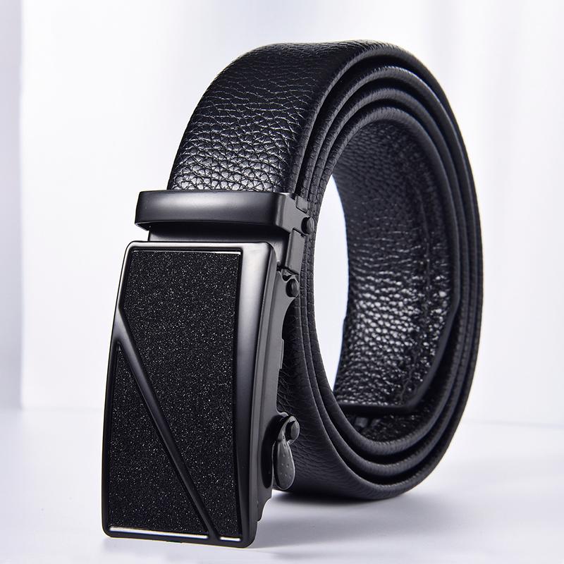 

Belts 2021 Men's Belt Cow Leather Business Automatic Buckle Genuine For Men Quality Male Waist Drop, Black