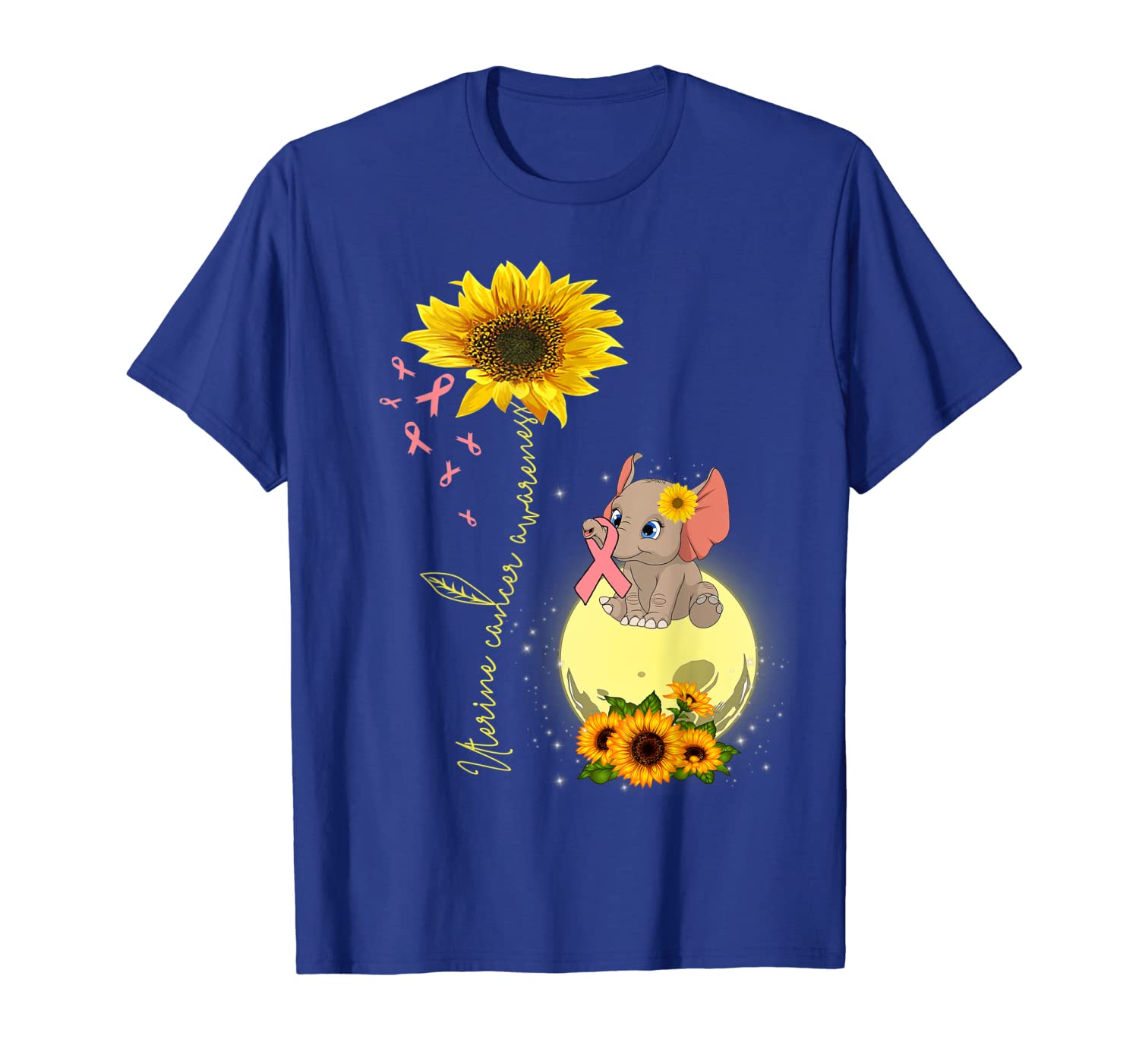 

uterine cancer t shirt elephant sunflower hippe, White;black