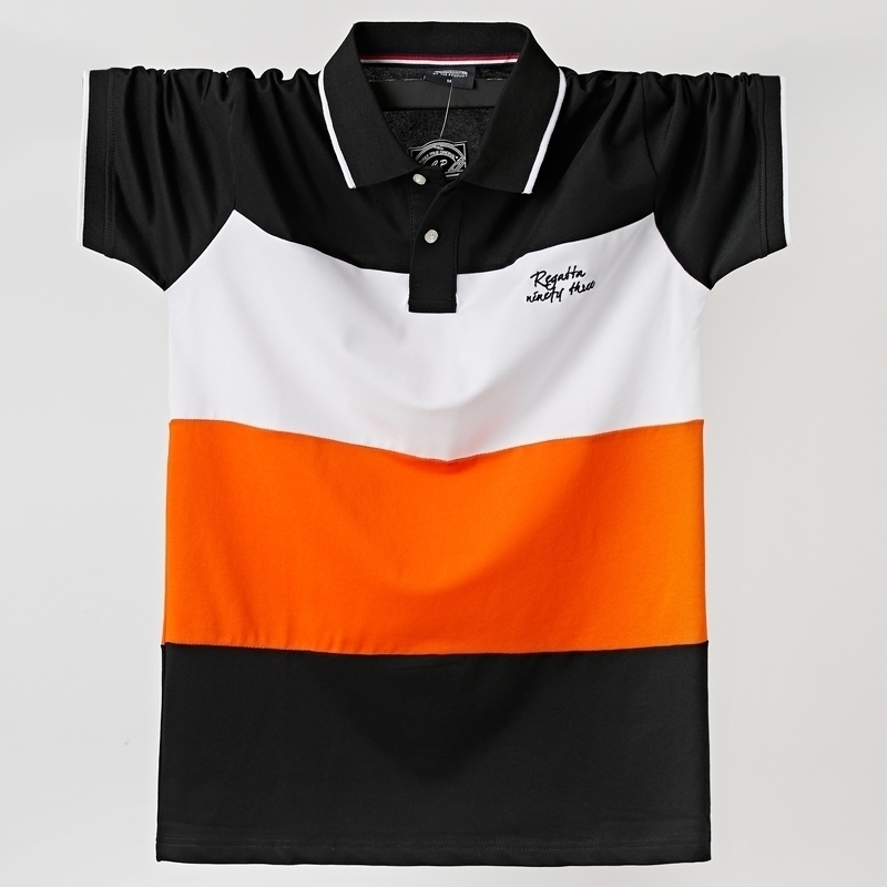 

Men Polo Shirt Summer Men Casual Breathable Plus Size 6xl Striped Short Sleeve Polo Shirt Cotton Business Men Clothes Tops Tees 210401, Beige