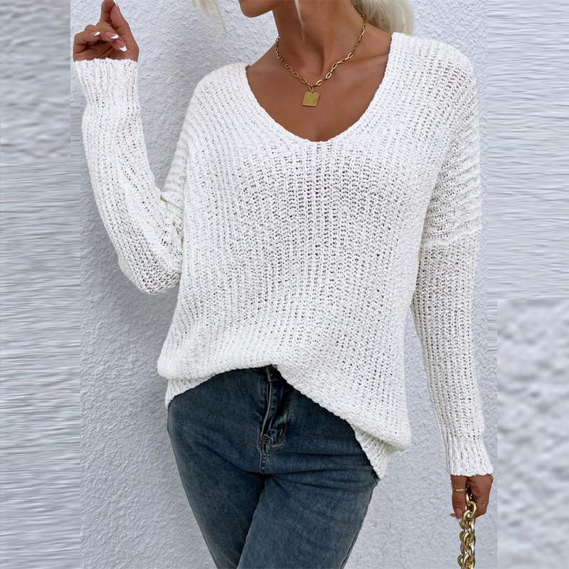 

Women's Sweaters 2021 Autumn Winter Knitting Sweater Fashion One-word Collar Women Elegant Pullover Solid Long Sleeve Loose Off-shoulder Jum, White;black