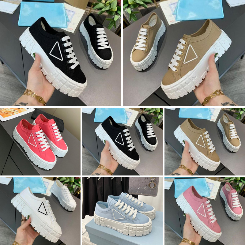 

2022 Womens Nylon Low Tops Gabardine Sneakers Lady Fashion Shoes Triple Black White Canvas Platform Sneaker Women Party Leisure Trainer, Color 6