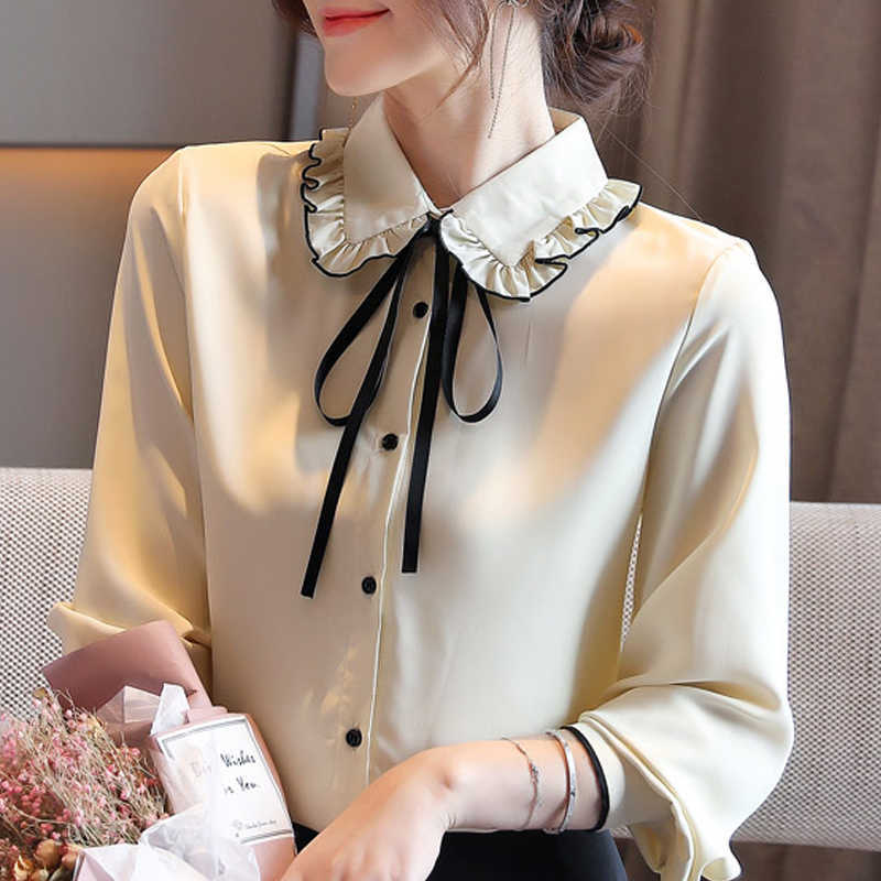 

Blusas Mujer De Moda Blouse Women Long Sleeve Women Blouses Shirts Turn Down Collar Chiffon Blouse Shirt Women Tops D460 210602, As picture