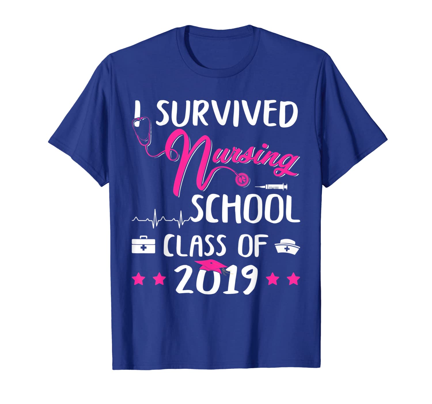 

i survived nursing school 2019 nurse graduation funny tshirt, White;black