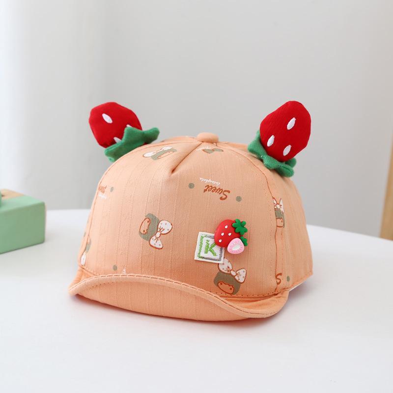 

Caps & Hats Cute Baby Cap With Ears Strawberry Print Infant Girl Baseball Spring Summer Adjustable Cotton Toddler Sun Hat, 11