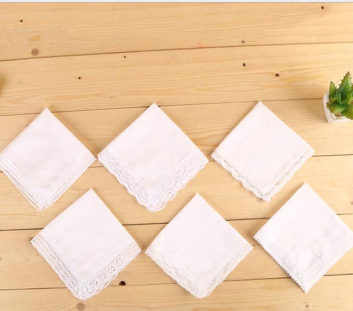 

2021 White premium cotton lace handkerchiefs blank crochet hankies for women/ladies wedding gift