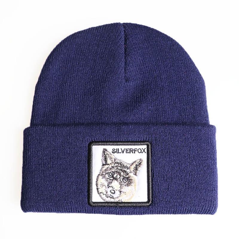 

Berets 1pc Winter Warm Cycling Hat Animal Knitted Cap Cartoon Embroidery Beanies Men Women Streetwear Hip Hop, 10