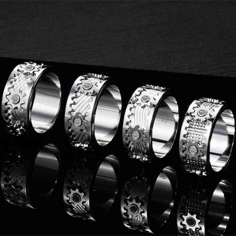 Ring Fashion RingsTiktok, Designer same , gear can rotate, of male and female, the individual decompression transfer ring.fashion letters, w-image-737015076