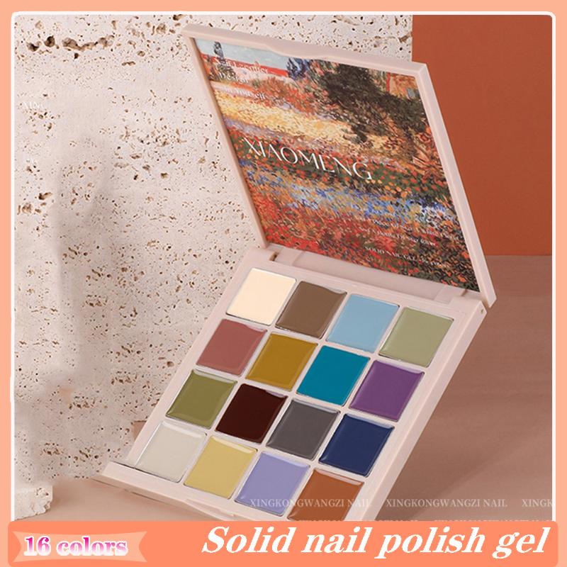 

Nail Gel 16Color Solid Polish Semi-Permanent Varnish Mixed Nails Eye Shadow Palette Nude Color Cream For Manicure UV LED#G1, Red;pink