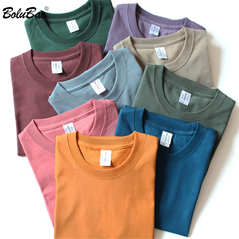 

BOLUBAO Brand Men Solid Color T-Shirt Tops Men 100 % Cotton Casual T Shirt Summer O-Neck Short Sleeve Tee Shirts Male 210518, Anlan