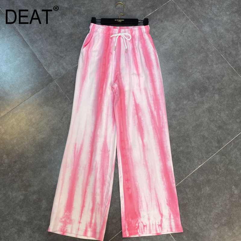 

Women Straight Pink Gradient Smudge Personality Pants Arrivals Fashion Temperament Spring Summer 11D353 210525