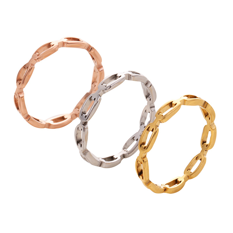 

Factory Design High Quality Hollow Stainless Steel Cutting Ring Gold and Silver Plated Jewelry for Women Gift