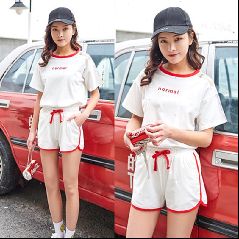 

summer short fashion pajamas two women sleepwear piece sleeve shorts running casual sportswear set womens pajama, Black;red