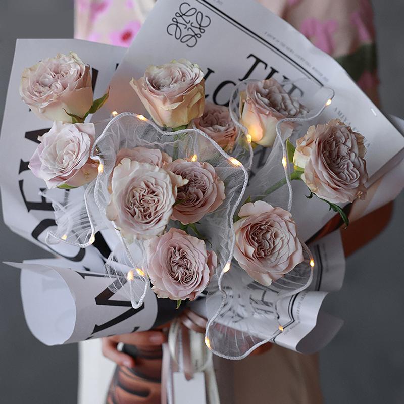 

Gift Wrap Luminous Hollow Bouquet Handmade Diy Wrapping Paper Scrapbook Decorative Wedding Flower Craft Jacquard Net 3W