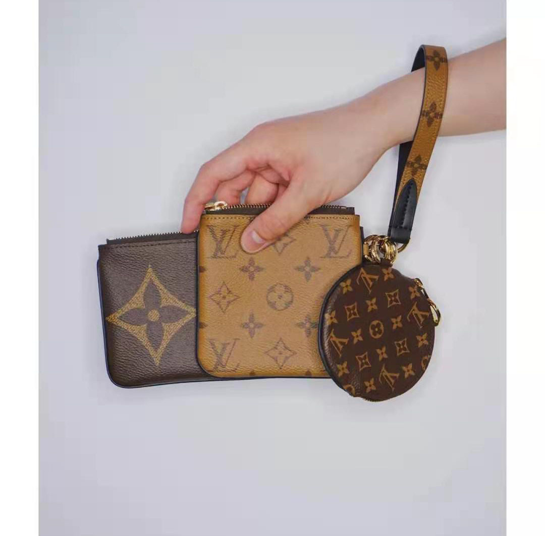 

LV LOUIS BAG VITTON Designers hot Paris Sale 3 piece set bags women handbags purses tote bags Coin Purse three item wallet, Red;black