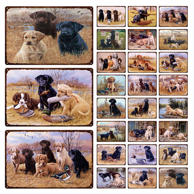 

Dogs Poster Retro Metal Animal Iron Plate Plaque Home Dog Shelter Pet Shop Tin Sign Decorationa