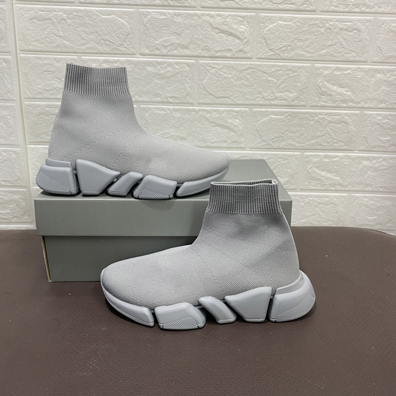 

Designers men womens speed trainer sock boots casual shoes socks boot ankle shoe runners runner Platform sneakers elastic comfort sport 35-46, Grey