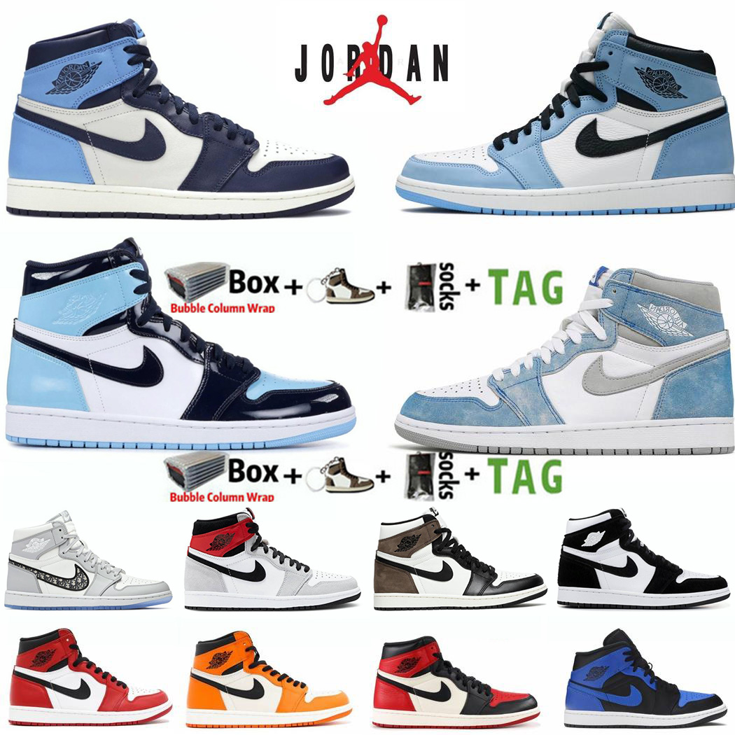 

Air Jorden 1 1s University Blue Mens Basketball Shoes Hyper Royal Dark Mocha Obsidian UNC Fearless Twist Light Smoke Grey Shadow 2.0 Retro Designer Sneakers Trainers, 12