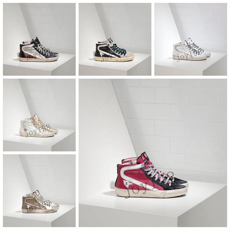 

with original tag Men Women Luxurys Designer 2021 Golden Mid-Star Sneakers SLIDE in Pelle e Stella catarifrangente CYCLAMINE LEATHER Do-old, Black