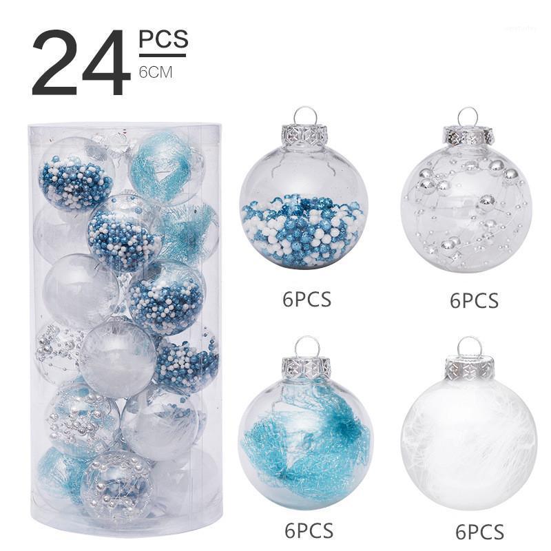 

Party Decoration 6cm/24pcs Christmas Decorations Painted PET Transparent Ball Set Tree Pendant