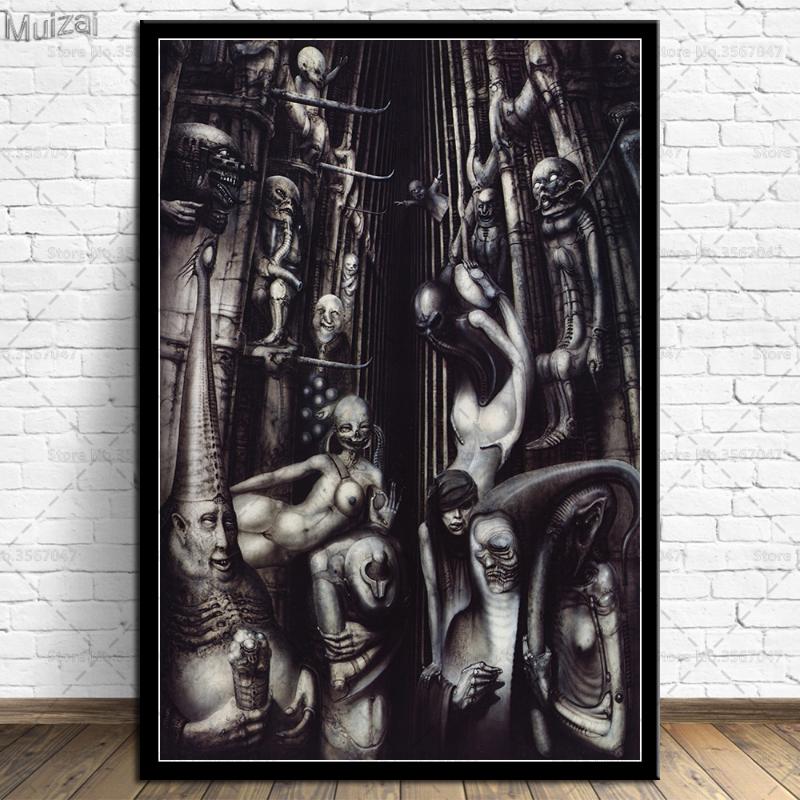 

Paintings Hr Giger Li II Alien Poster Horror Artwork Posters And Prints Wall Art Picture Canvas Painting For Living Room Home Decor