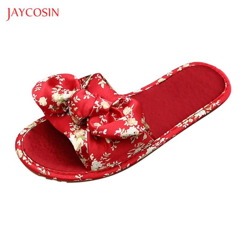 

Slippers Jaycosin Women Summer Lovely Print Shoes 2021 Fashion Bow Cotton Fabric Light Flip Flop Comfortable, Black