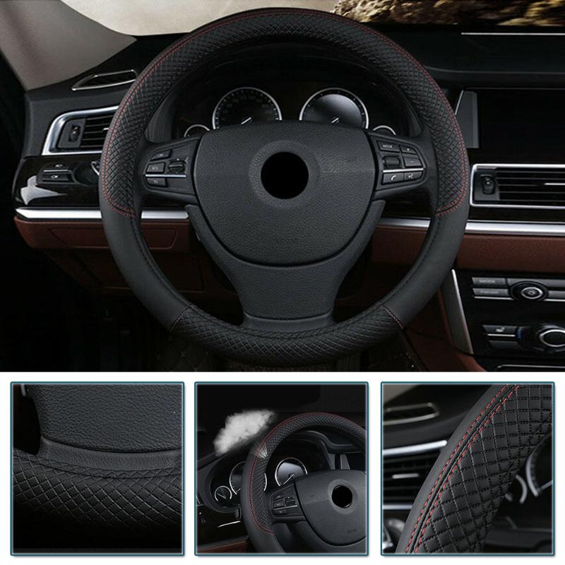 

Steering Wheel Covers Breathable Cover Car Leather Non-Slip PU Sports Anti-SkidSteering