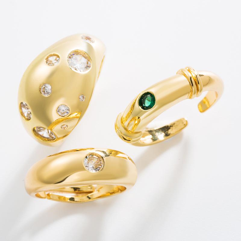 Wedding Rings Luxury Zircon Gold Opening For Woman Man Fashion Gothic Finger Jewelry Party Girl&#039;s Crystal Ring Gift-image-711565717