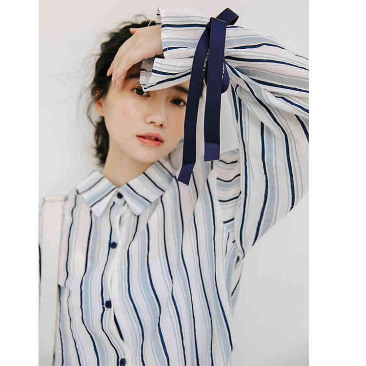 spring Vintage stripe Shirt female Oversize Tops Long sleeve Girls Blouse Summer Plus Size Women Blouses femme Blusas 210417Z