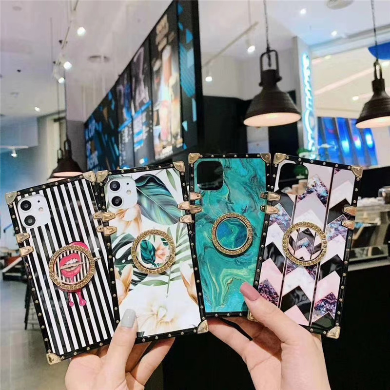 

Luxury square Blu-raray Ring Holder Phone Cases For iphone 12 11 pro max 7/8 plus cover, Mix color