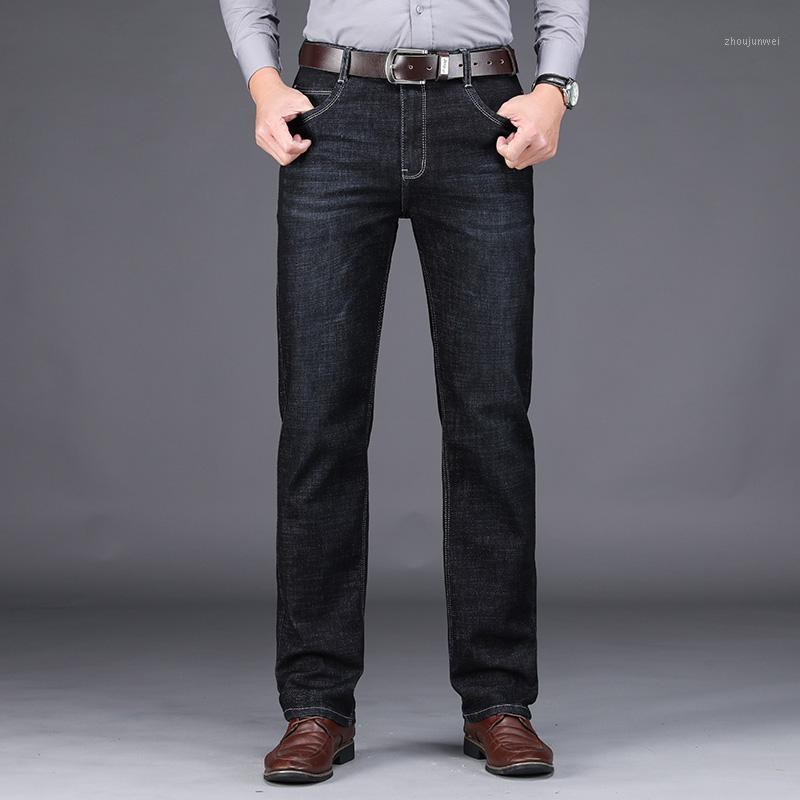 

Spring And Autumn Men's Business Classic Leisure Jeans Basic Styles Straight Pant Quality Plus Size 28-42, Dk8027-black