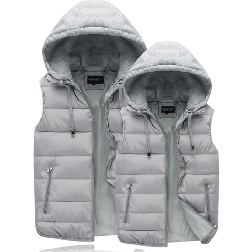

Men's Vests Loose Winter Vest Solid Hooded Zipper Pockets Ladies Coats Casual Sleeveless Jackets Waistcoat For Male Fashion, Red
