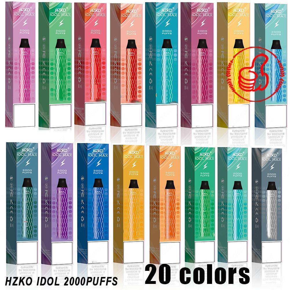 

HZKO IDOL MAX Disposable E cigarettes Vape pen 1000mAh Battery 2000 Puff Pre-Filled 6.5ml Pod geek bar BANG XXL Gunnpod