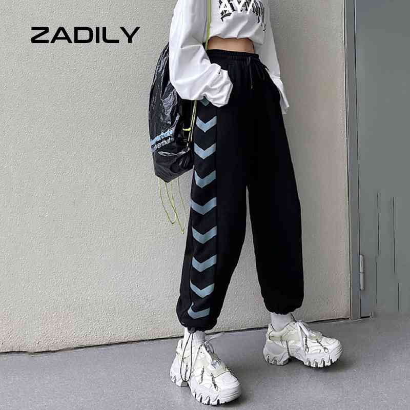 

ZADILY Y2K Street Style High Waist Loose Women Tie Feet Long Sweatpants Ladies Print Harem Pants Summer Female Trousers 210521, Random color
