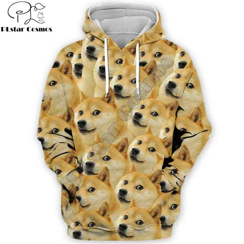 

Fashion Men 3d hoodies Animal Funny Doge Head pullover shiba inu Printed Sweatshirt/zip hoodie Unisex streetwear 210813, Color as the picture