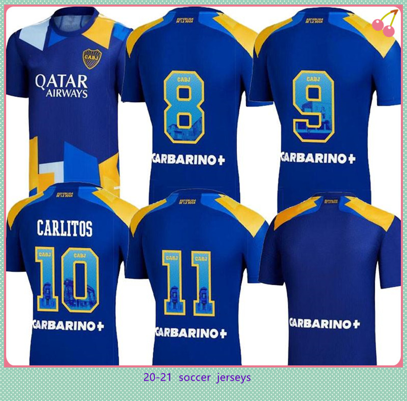 

20 21 Boca Juniors third away soccer jerseys 115th anniversary 115 SPECIAL YEARS fans version TEVEZ MARADONA CARLITOS GAGO blue football shirt, Black;yellow