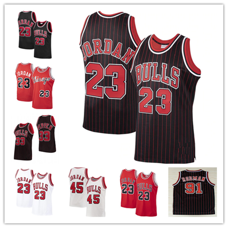 

Men's Scottie #33 Pippen Dennis 91# Rodman #1 Rose 23# Michael Embroidery Suture Retro Basketball Jerseys, Black