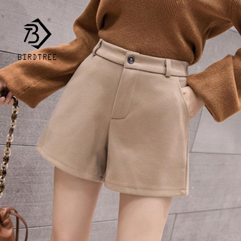 

Women' Shorts Spring Winter Plus Size 3XL Woolen Women Loose Wide Leg High Waist Solid B18626X, Black